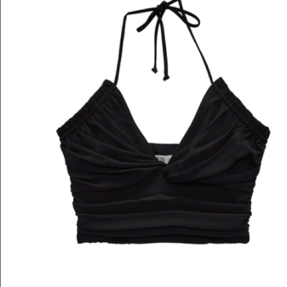 draped black zara top